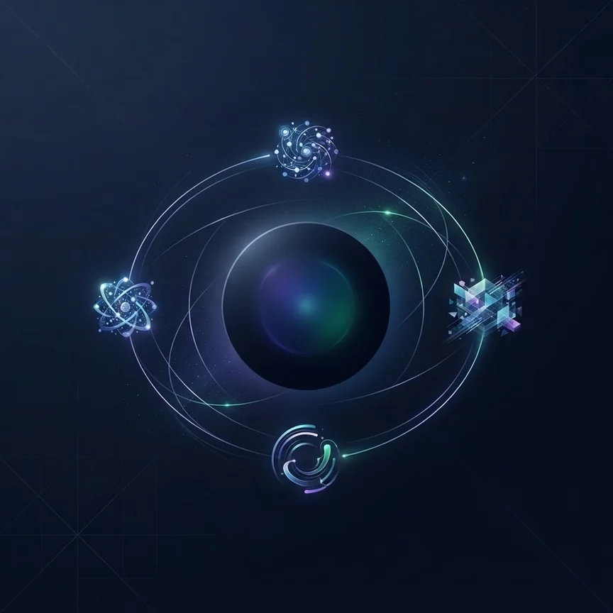 AIOMNIU ecosystem cycle connecting talent, projects, services, and community